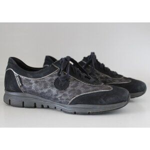 MEPHISTO Yael Suede Leather Leopard Sneakers Runoff Air-Jet System, Womens 7.5